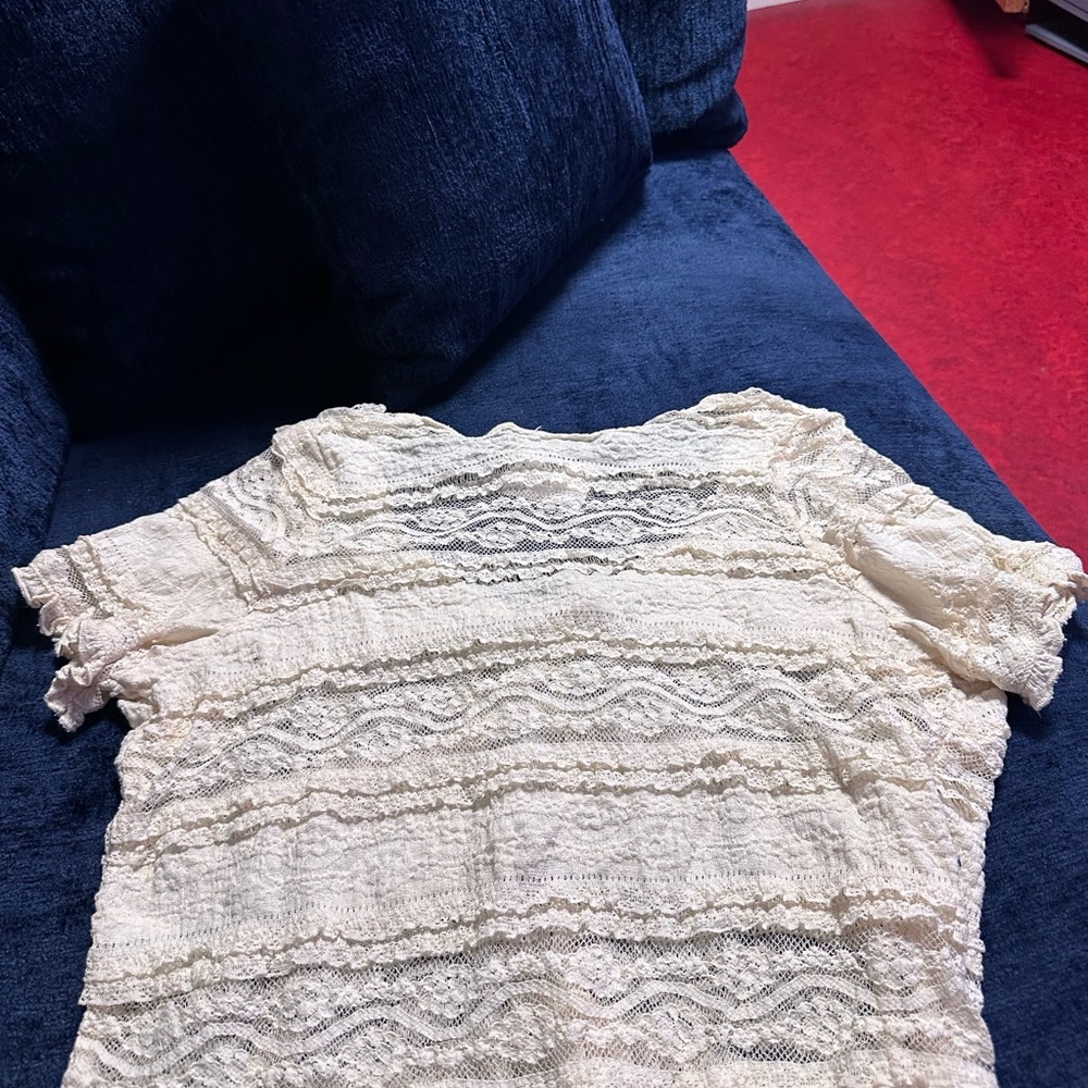 American Eagle Outfitters Cream Lace Top